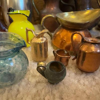 LOT 106B: Collection of Mini Pitchers - Glass, Cooper & More