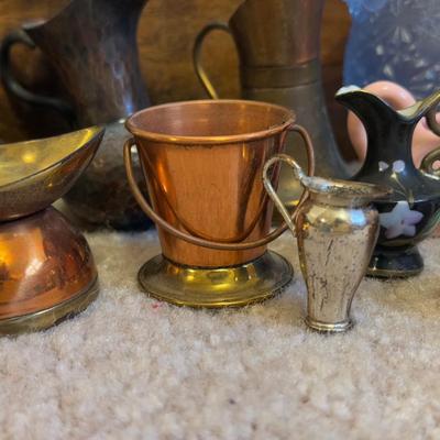 LOT 106B: Collection of Mini Pitchers - Glass, Cooper & More