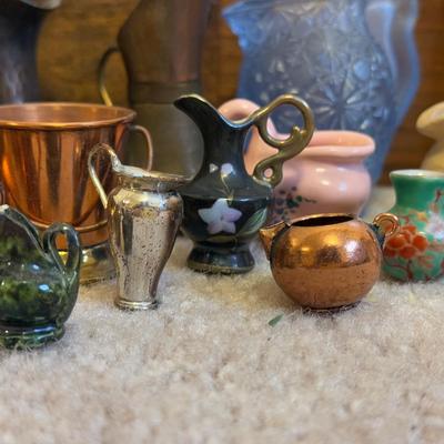 LOT 106B: Collection of Mini Pitchers - Glass, Cooper & More