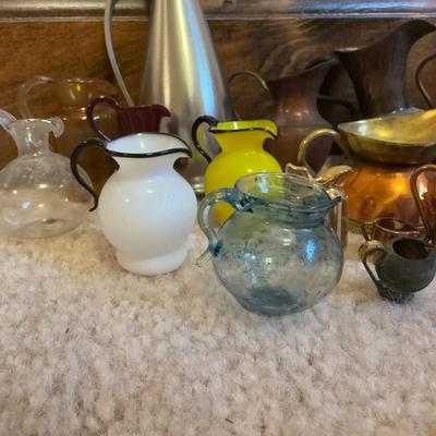LOT 106B: Collection of Mini Pitchers - Glass, Cooper & More
