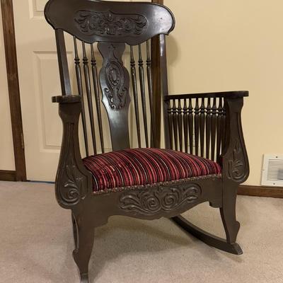 LOT 111B: Vintage Ornately Carved Rocking Chair