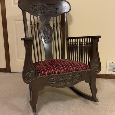 LOT 111B: Vintage Ornately Carved Rocking Chair