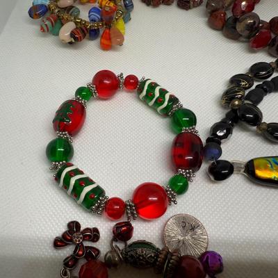 LOT 117J: Bracelet Collection - Beaded, Christmas Charm & More