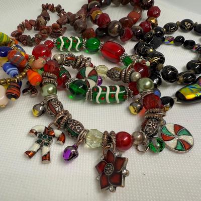LOT 117J: Bracelet Collection - Beaded, Christmas Charm & More