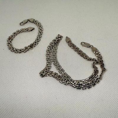 LOT 122J: Sterling Silver 925 Italy Chain & Bracelet Set (34.7g)