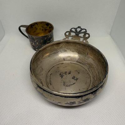 LOT 124J: Sterling Silver Baby Cup & Bowl (108.3g)