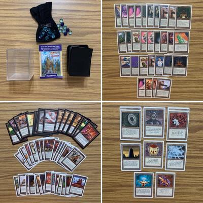 LOT 143 C: Magic The Gathering: 1993 - 1999 Protector Sleeves, Glass Tokens, Hard Cover Deck Case, & Artifact, Summons, & Land...