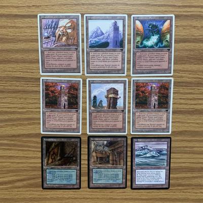 LOT 143 C: Magic The Gathering: 1993 - 1999 Protector Sleeves, Glass Tokens, Hard Cover Deck Case, & Artifact, Summons, & Land...