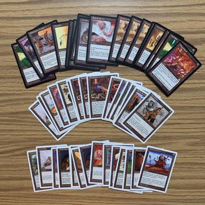 LOT 143 C: Magic The Gathering: 1993 - 1999 Protector Sleeves, Glass Tokens, Hard Cover Deck Case, & Artifact, Summons, & Land...