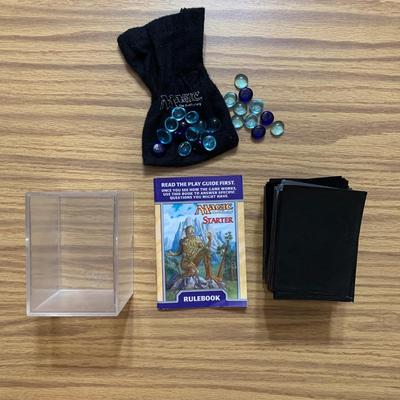 LOT 143 C: Magic The Gathering: 1993 - 1999 Protector Sleeves, Glass Tokens, Hard Cover Deck Case, & Artifact, Summons, & Land...