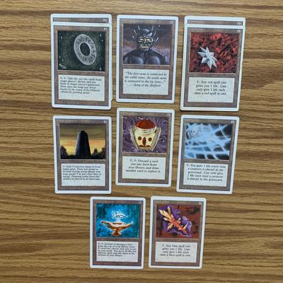 LOT 143 C: Magic The Gathering: 1993 - 1999 Protector Sleeves, Glass Tokens, Hard Cover Deck Case, & Artifact, Summons, & Land...