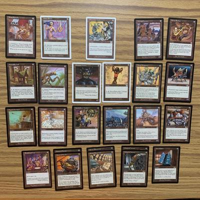 LOT 143 C: Magic The Gathering: 1993 - 1999 Protector Sleeves, Glass Tokens, Hard Cover Deck Case, & Artifact, Summons, & Land...