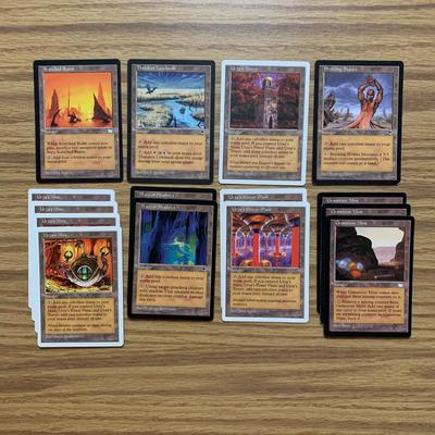 LOT 143 C: Magic The Gathering: 1993 - 1999 Protector Sleeves, Glass Tokens, Hard Cover Deck Case, & Artifact, Summons, & Land...