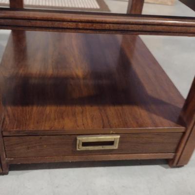 Pair of Wooden and Glass Top Side Tables