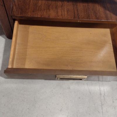 Pair of Wooden and Glass Top Side Tables