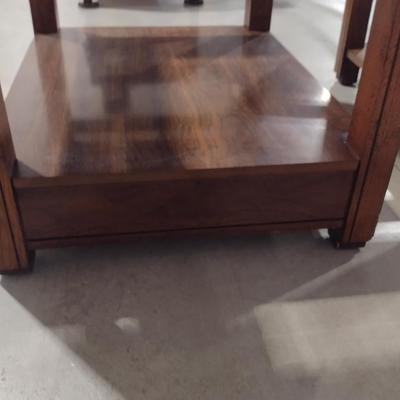 Pair of Wooden and Glass Top Side Tables