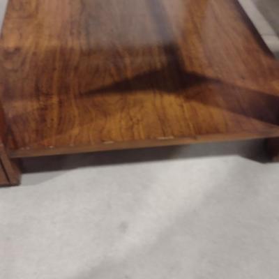 Pair of Wooden and Glass Top Side Tables