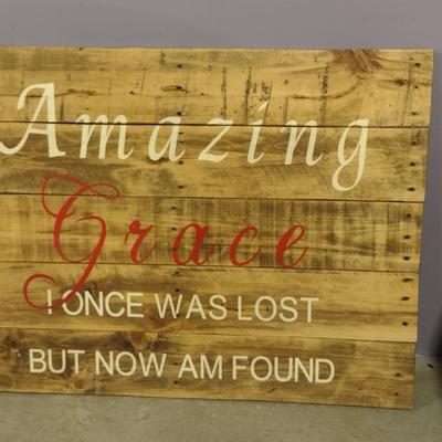 Wood Plank 'Amazing Grace' Sign- Approx 36" x 27"