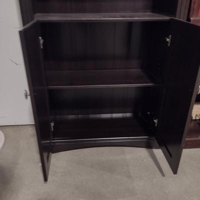 Wood Finish Book and Storage Case with Adjustable Shelves- Approx 30" x 11" x 72" Tall