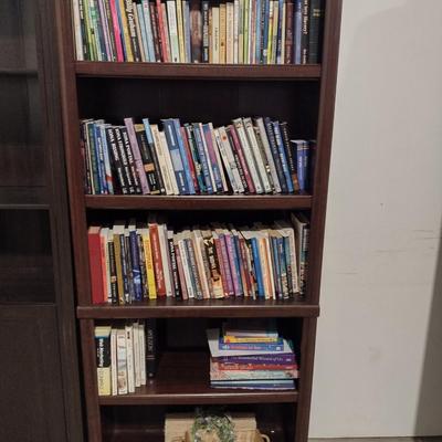 Wood Finish Bookcase with Adjustable Shelves- Approx 29 1/2" x 12" x 71" Tall (No Contents)