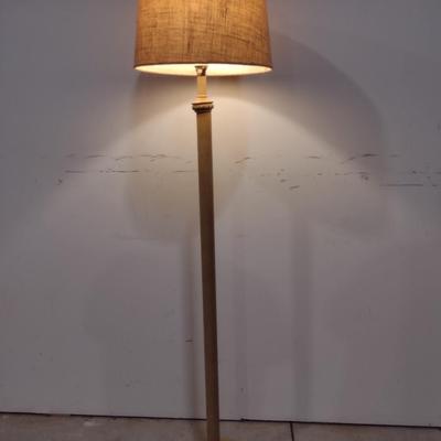 Wood Post Floor Lamp with Burlap Shade- Approx 55" Tall