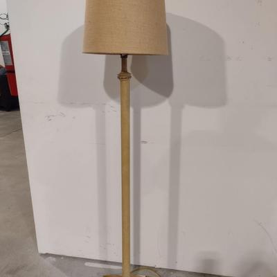 Wood Post Floor Lamp with Burlap Shade- Approx 55" Tall
