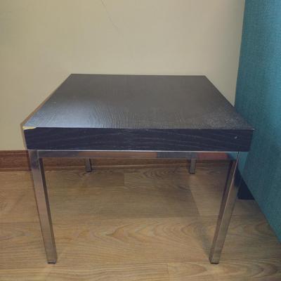 Metal Frame Side Table with Wood Finish Top- Approx 17 3/4" Square x 14 3/4" Tall