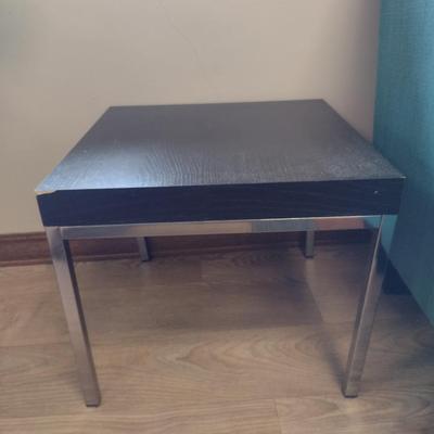 Metal Frame Side Table with Wood Finish Top- Approx 17 3/4" Square x 14 3/4" Tall