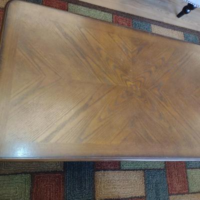 Wooden Coffee Table with Stretcher Shelf- Approx 24" x 41 1/2" x 18" Tall