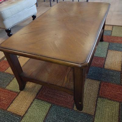 Wooden Coffee Table with Stretcher Shelf- Approx 24" x 41 1/2" x 18" Tall