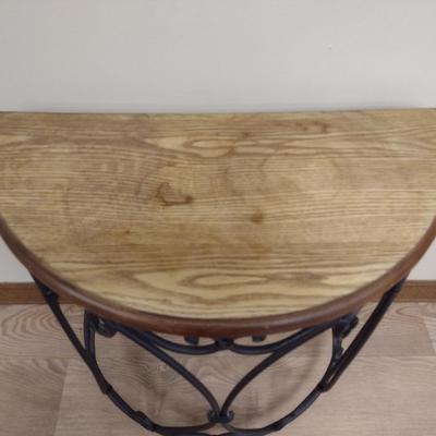 Demilune Wood and Metal Table