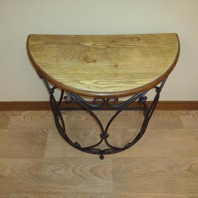 Demilune Wood and Metal Table