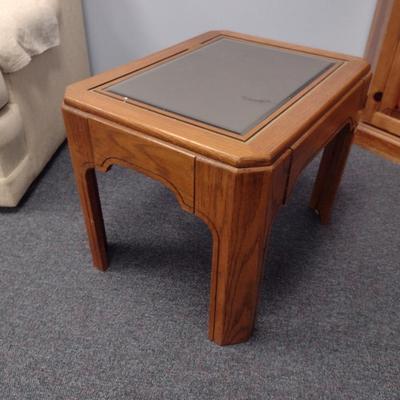 Pair of Wood Side Tables with Beveled Mirror Tops- Approx 20 1/2" x 27" x 20 1/2" Tall