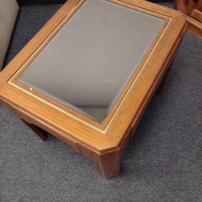 Pair of Wood Side Tables with Beveled Mirror Tops- Approx 20 1/2" x 27" x 20 1/2" Tall