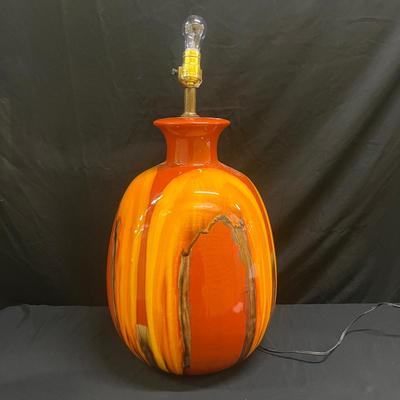 Orange Ceramic MCM Style Table Lamp (2058R-MG)