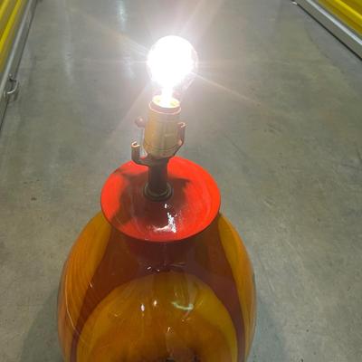 Orange Ceramic MCM Style Table Lamp (2058R-MG)