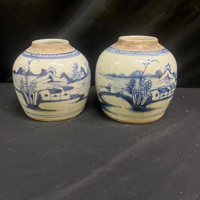 Pair Of Antique Chinese Porcelain Ginger Jars (2058L-MG)