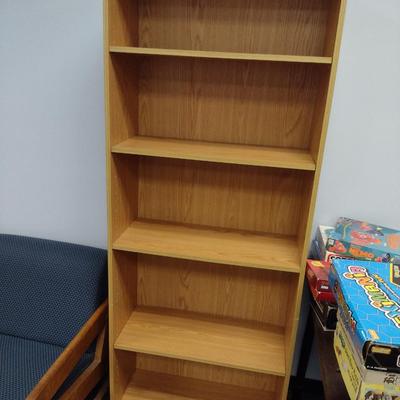 Wood Finish Bookcase with Adjustable Shelves- Approx 28" x 12" x 71 1/2" Tall