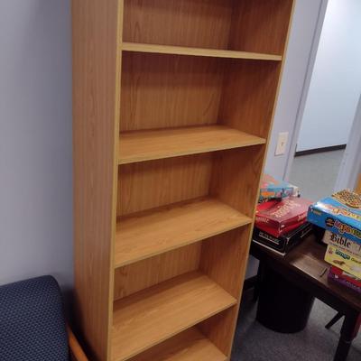 Wood Finish Bookcase with Adjustable Shelves- Approx 28" x 12" x 71 1/2" Tall