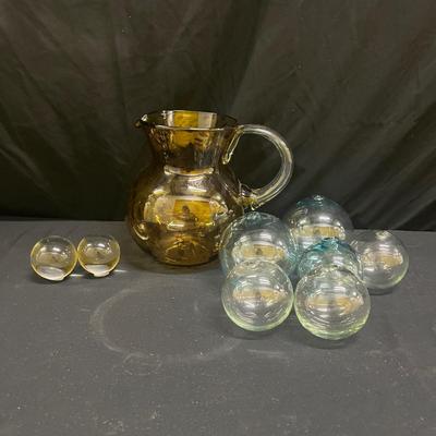Hand Blown Glass Pitcher & Balls (2058L-MG)
