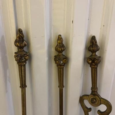 Brass Top Fireplace Screen, Brass Fireplace Tools and L.L. Bean Log Bag (2058R-MG)