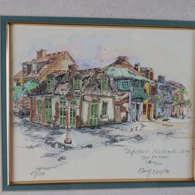 Signed & Framed "Lafitte's Blacksmith" 1972