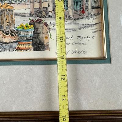 Signed and Framed "French Market" by V. Neary