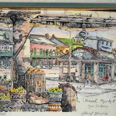 Signed and Framed "French Market" by V. Neary
