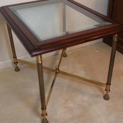 Wood & Beveled Glass Side Table
