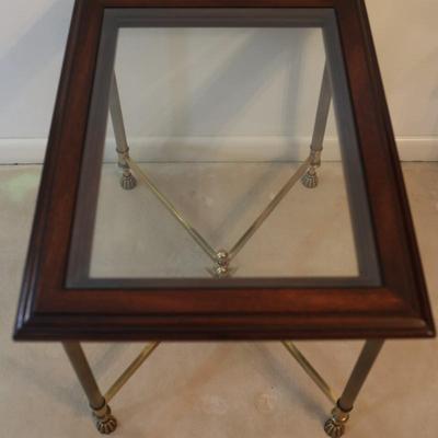 Wood & Beveled Glass Side Table