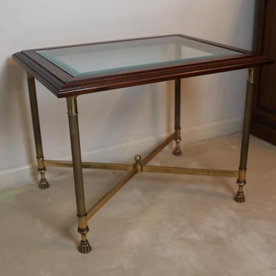 Wood & Beveled Glass Side Table