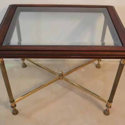 Wood & Beveled Glass Side Table