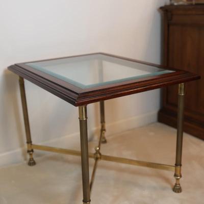 Wood & Beveled Glass Side Table