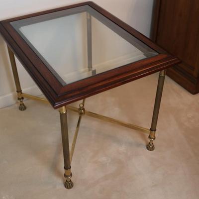 Wood & Beveled Glass Side Table